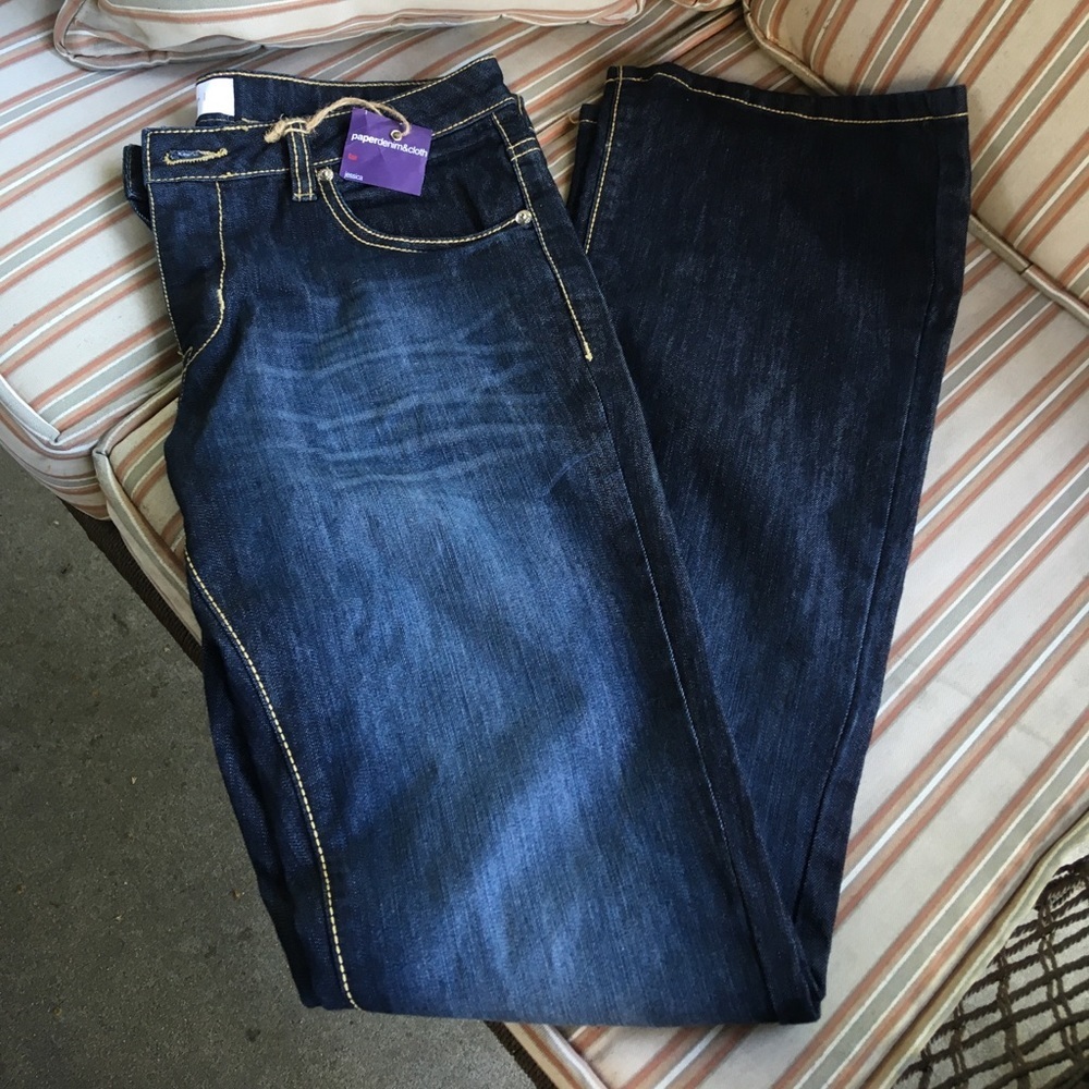 paperdenim&cloth Jessica bell bottom stretch indigo denim jeans 8 NWT